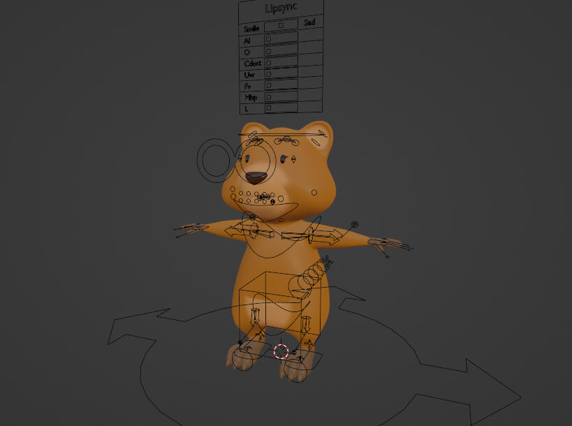 Rigged animal in Blender including IK, FK, Facial rig and Lip sync.