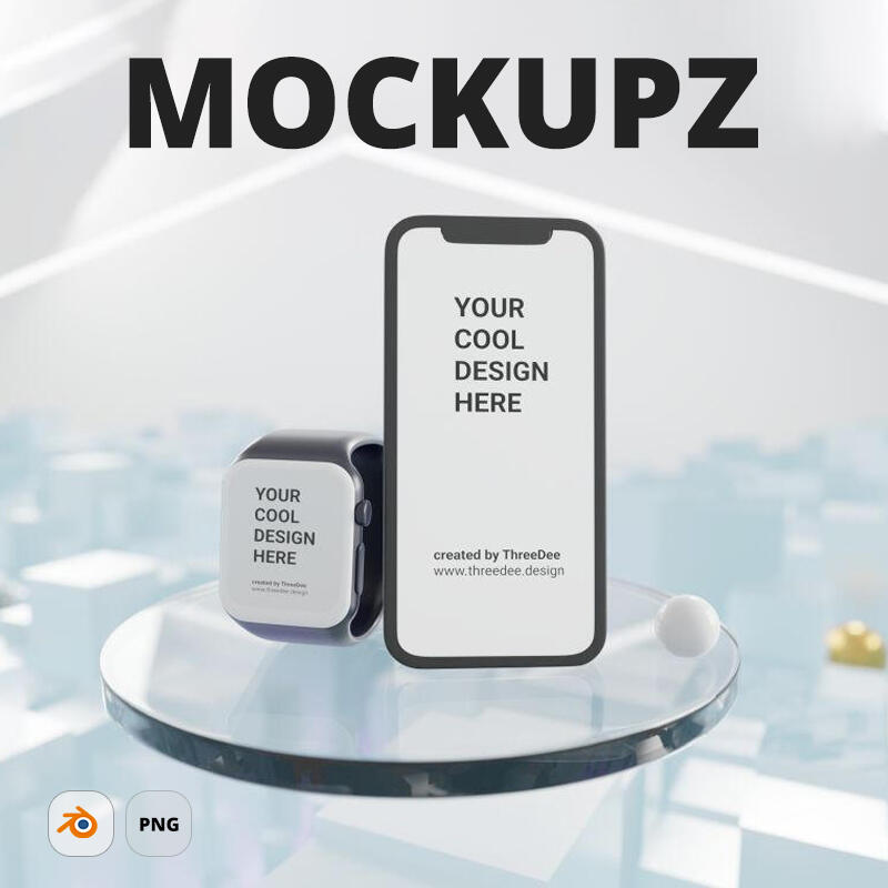 MOCKUPZ - set or library of free 3D mockups