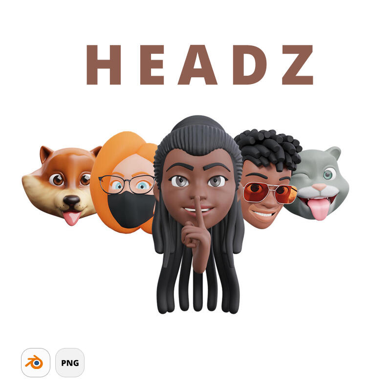 HEADZ - 3D set or library of 3D heads. Alternative to apple memoji