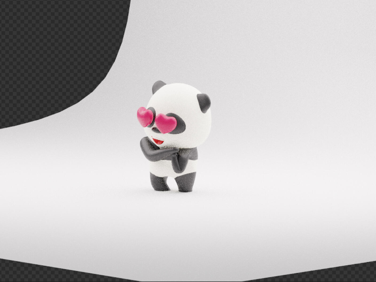 3D panda as an example how the studio lights will work in Blender