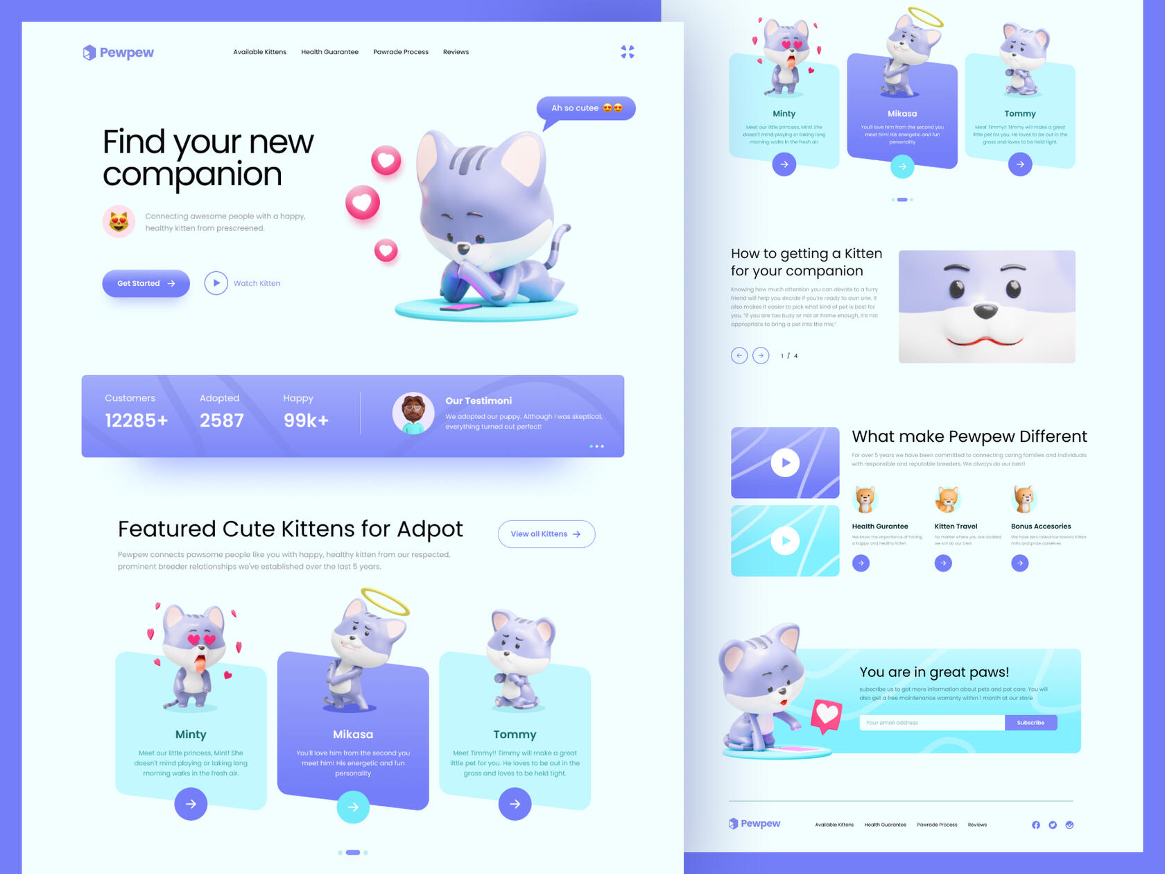 UI Showcase for ANIMALZ library - 3D illustration library of animals