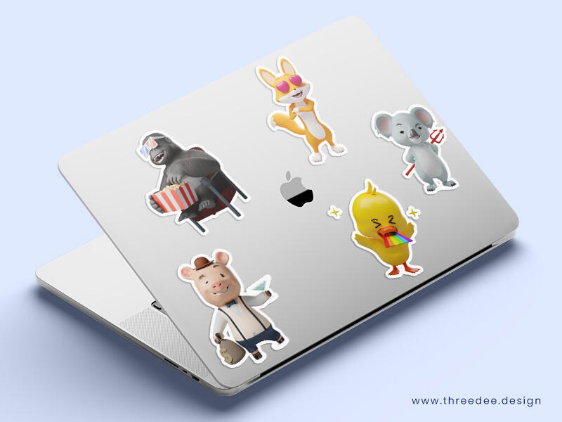 High-resolution PNG files include 3D cartoon animals, making them usable in Figma, Photoshop, Premiere Pro, Sketch, Powerpoint, etc.